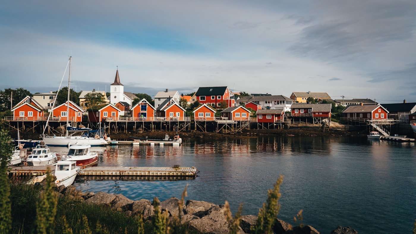 Reine village in Lofoten, seen from above.