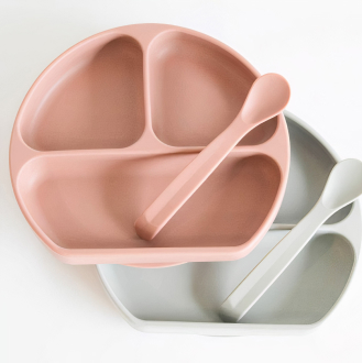 Silicone Suction Plate With Lid and Spoon