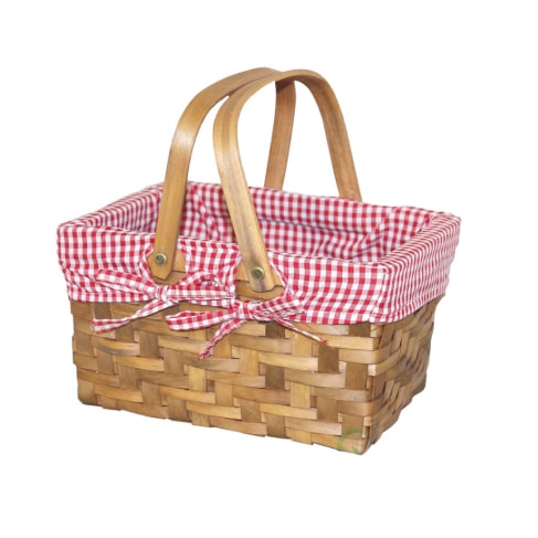 Small Rectangular Basket With Gingham Lining