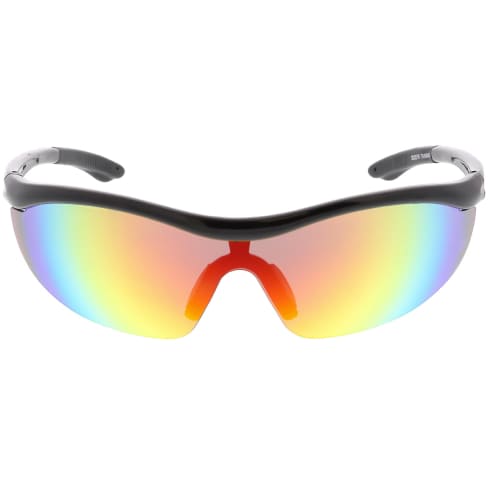 Black & Rainbow Wrap-Around Sports Sunglasses