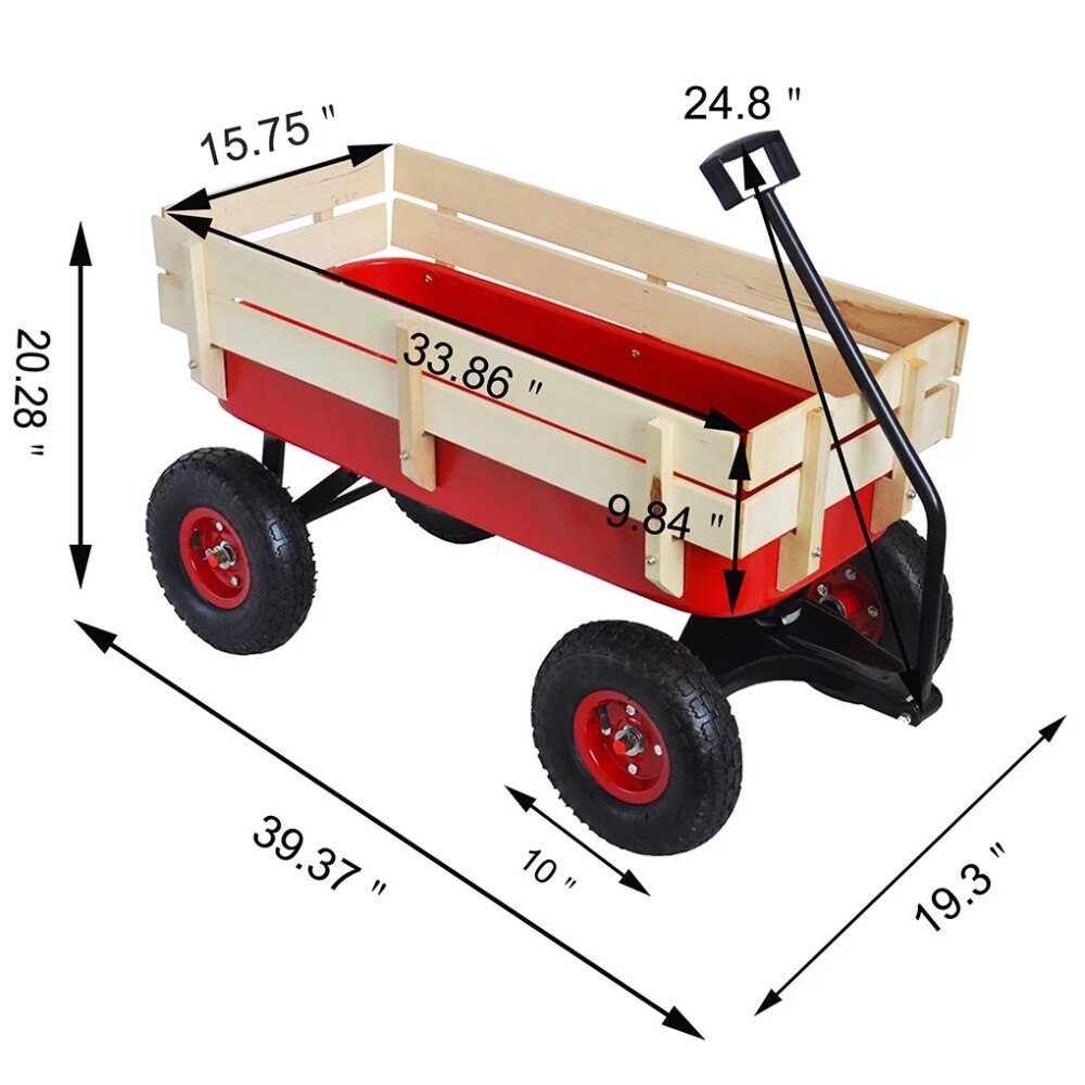 Outdoor-Wagon-All-Terrain-Pulling-With-Wood-Railing-Air-Tires-Children-Kid-Garden-Wagon-Red-Freight-1