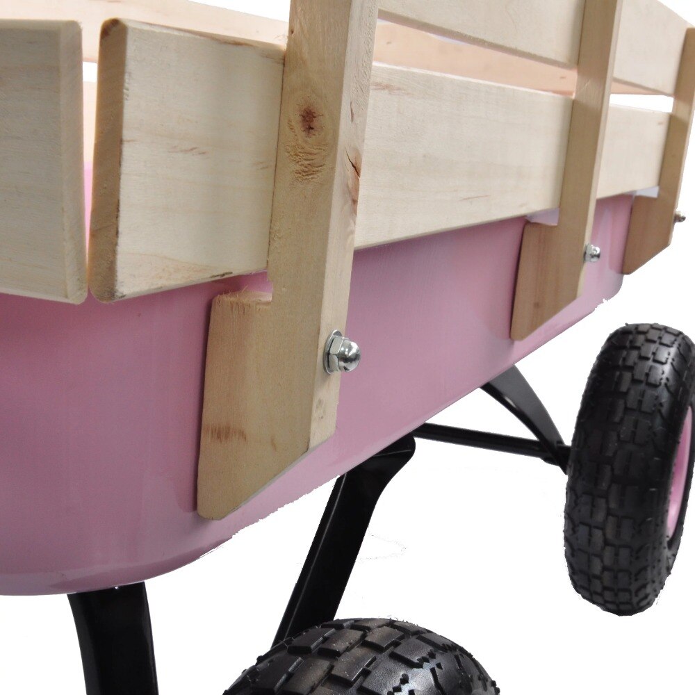 Outdoor-Wagon-Cart-for-Kids-Beach-Wagon-Utility-Cart-With-Air-Tires-Pink-Camping-Equipment-Freight-3