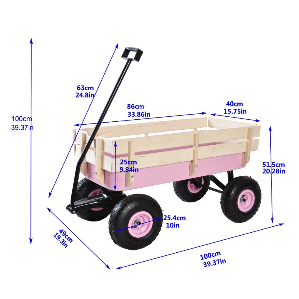 Outdoor-Wagon-Cart-for-Kids-Beach-Wagon-Utility-Cart-With-Air-Tires-Pink-Camping-Equipment-Freight-5