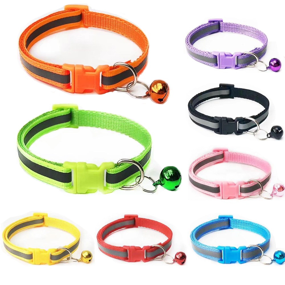 Reflective-Breakaway-Cat-Collar-Neck-Ring-Necklace-Bell-Pet-Supplies-Safety-Elastic-Adjustable-Reflective-Collar-Pet